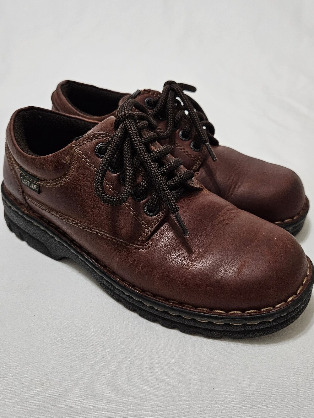 VTG Y2K Eastland Windsor Shoes Women 7M Lace Up Chunky Oxford Brown Preppy
